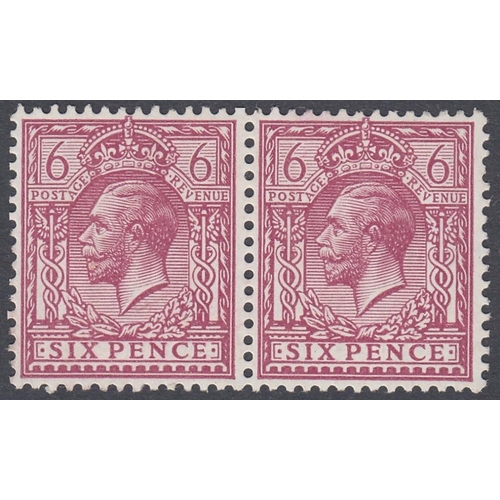 227 - STAMPS GREAT BRITAIN 1913 6d Purple perf 14 MISSING CROWN in wmk, mounted mint pair