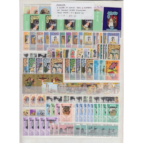 267 - STAMPS BARBUDA, selection of U/M sets, singles, mini-sheets etc on five double sided stock pages. Fa... 