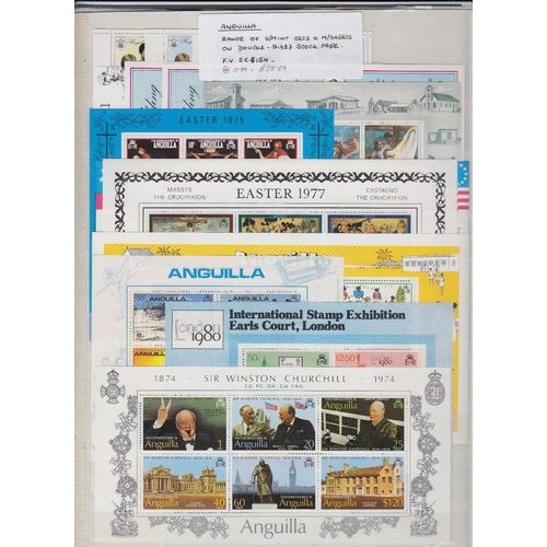 266 - STAMPS ANGUILLA, a modern U/M selection of U/M issues on eleven stock pages etc. Some duplication, b... 