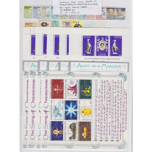 349 - STAMPS CHRISTMAS ISLANDS Five double-sided stock pages with various U/M QEII issues with many sets, ... 