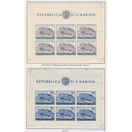 541 - STAMPS ST MARINO : 1949-51 75th Anniversary of Universal Postal Union, set of four mint sheetlets in... 