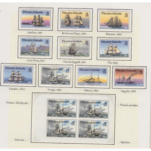 525 - STAMPS PITCAIRN : A mostly U/M selection of QEII issues on five stock pages and two album pages. Wit... 