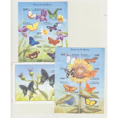 74 - STAMPS : Small collection of mixed thematics on pages, Birds, Olympics, butterflies etc