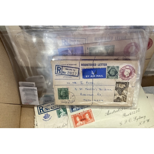 104 - POSTAL HISTORY : Box of QV to GVI covers and cards including registered, FDC's, Ghandi part set (no1... 