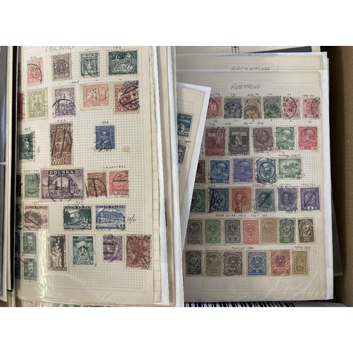 11 - STAMPS : WORLD, box with various on album stock pages, with mint & used issues, covers and postcards... 