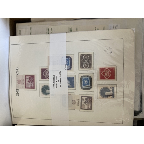 11 - STAMPS : WORLD, box with various on album stock pages, with mint & used issues, covers and postcards... 