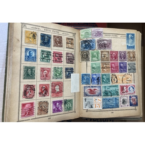 22 - STAMPS : WORLD, three 'old time' stamp albums including a Lincoln, Royal and a Schaubek. Various min... 