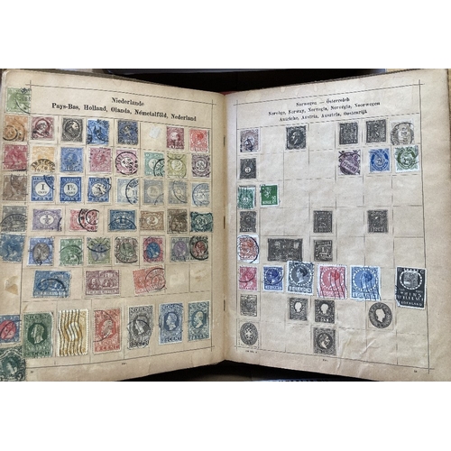 22 - STAMPS : WORLD, three 'old time' stamp albums including a Lincoln, Royal and a Schaubek. Various min... 