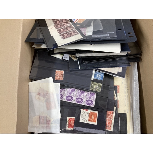 143 - STAMPS GREAT BRIATIN : QV to QEII, box with many dozens of stockcards, four small stockbooks, album ... 