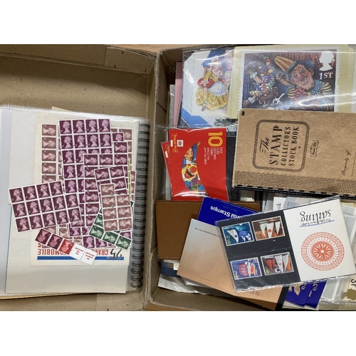 50 - STAMPS : Flat box containing lots of better stamps, packs etc plus GB booklets and War Tax sheet, as... 