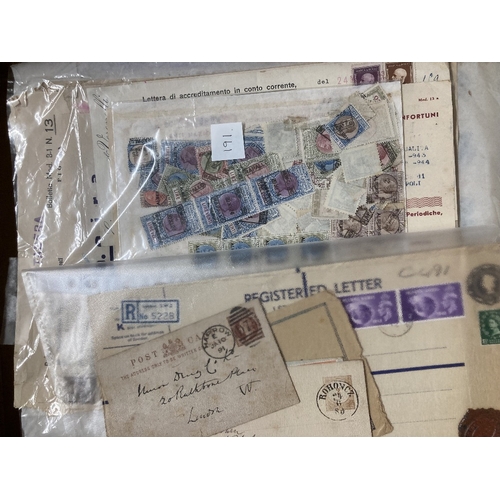 50 - STAMPS : Flat box containing lots of better stamps, packs etc plus GB booklets and War Tax sheet, as... 