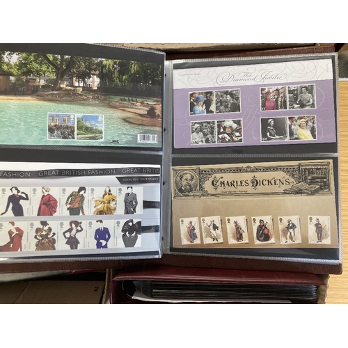 121 - STAMPS GREAT BRITAIN : First Day Covers in two large boxes with some Presentation Packs including Ma... 