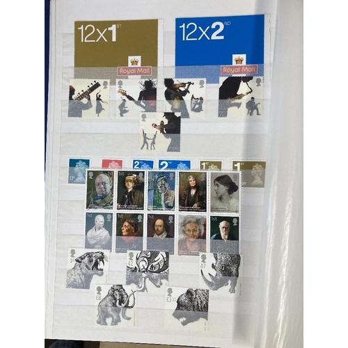 122 - STAMPS : GREAT BRITAIN Box of GB albums some with stamps, plus full stockbook with mint GB decimal s... 