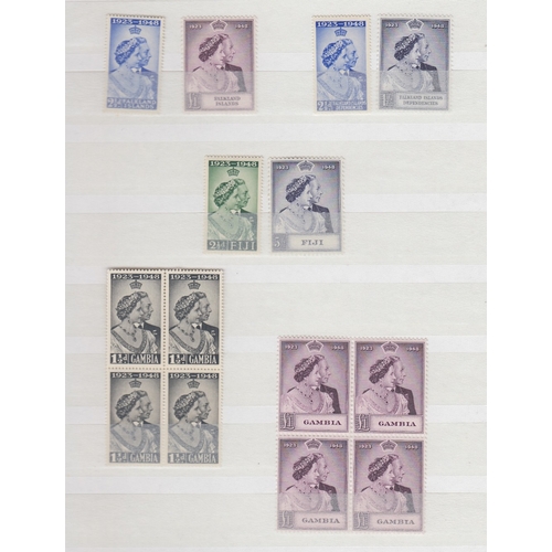 66 - STAMPS : 1948 Royal Silver Wedding mounted mint collection appears to be complete some in blocks of ... 