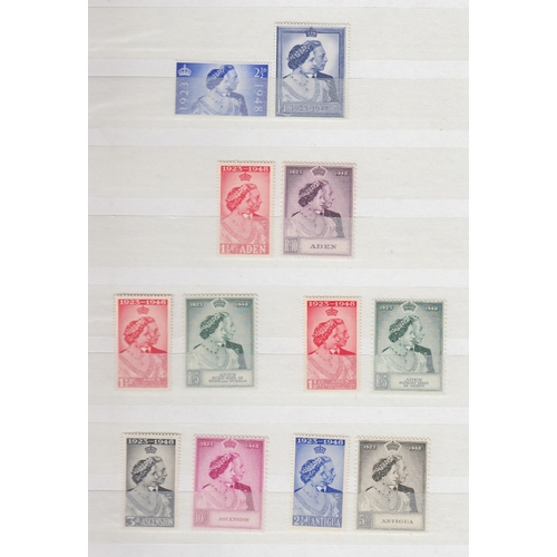 66 - STAMPS : 1948 Royal Silver Wedding mounted mint collection appears to be complete some in blocks of ... 