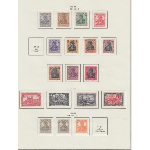 385 - STAMPS GERMANY 1872- 1949 mint collection in a printed album, with some useful classics, Third Reich... 