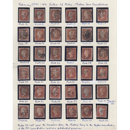 112 - Line Engraved collection in Plymouth album, 41 Plated Penny Blacks (generally mixed condition), nume... 