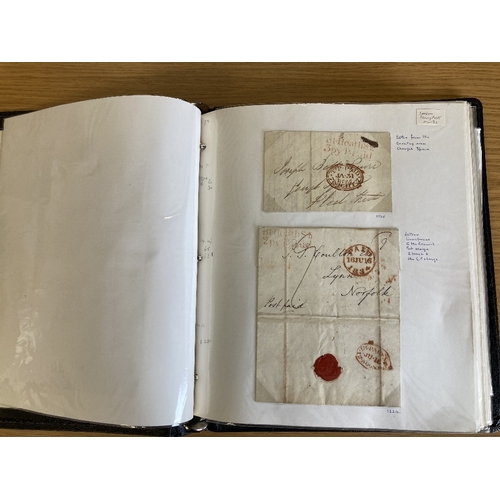 145 - STAMPS GREAT BRITAIN : Album of Postal History from 1709 to early QEII, lots of interesting material... 