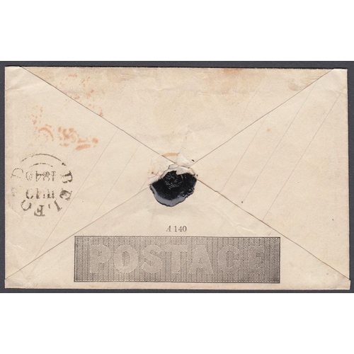 268 - POSTAL HISTORY GREAT BRITAIN 1840 used Penny Mulready envelope sent Belford to Wooler