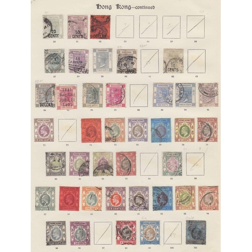 456 - STAMPS HONG KONG QV to GVI a used collection on four Imperial printed album pages and on a Crown Geo... 