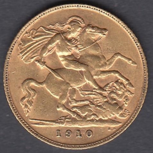 589 - COINS 1910 Gold Half Sovereign in good condition