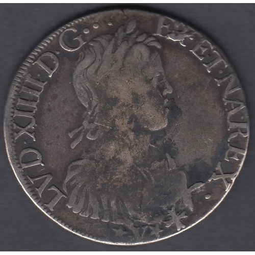 682 - COINS 1652 Louis XIV Silver ECU , quite worn but appears genuine 26.2g