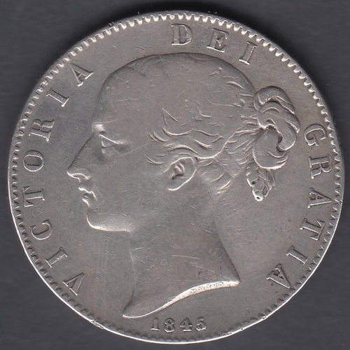 694 - COINS 1845 Young Head Victoria Silver Crown cinque foil VF condition