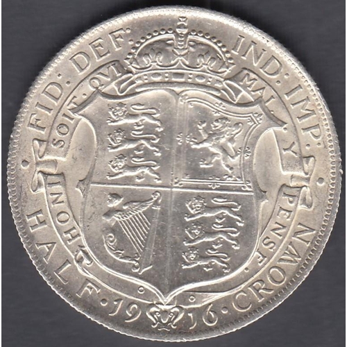 723 - COINS 1916 GV Silver Half Crown in EF - UNC condition