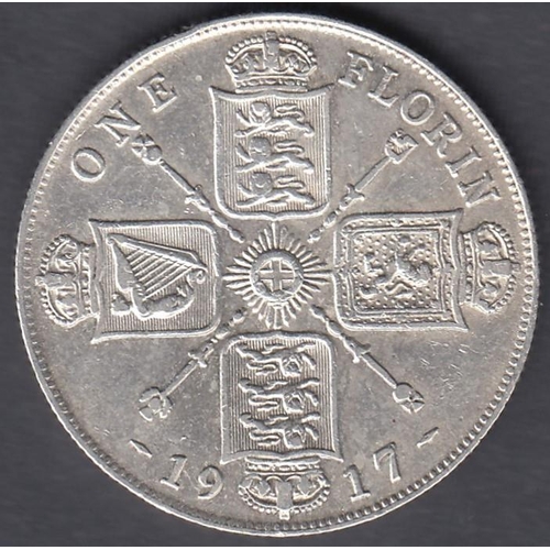 724 - COINS 1917 GV Silver Florin in EF to UNC condition