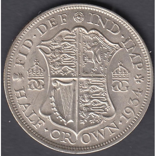 728 - COINS 1934 GV Silver Half Crown in EF to UNC condition