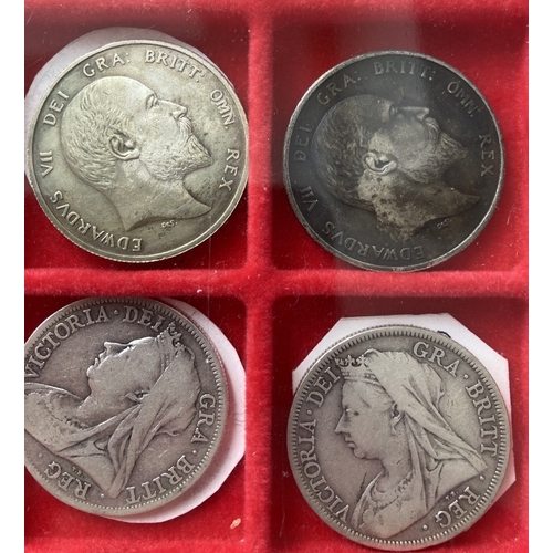 596 - COINS Collectors tray with Silver Half Crowns QV to GV including a couple of scarce dated 1904 and 1... 