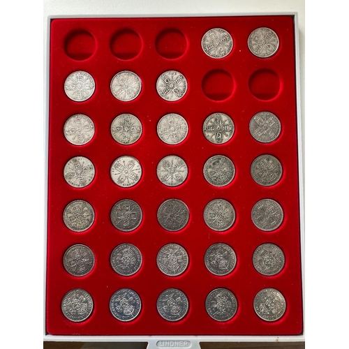 603 - COINS Collectors tray with Silver Florins QV to GVI including some better dates such as 1925 (30)