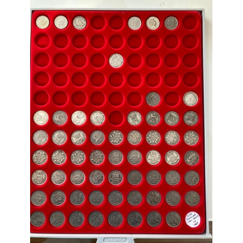 680 - COINS Collectors tray of Six Pence QV to QEII (55)