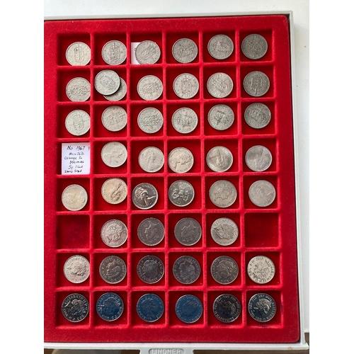 681 - COINS Collectors tray with QEII Shillings and new 10p coins