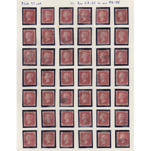 285 - STAMPS GREAT BRITAIN 1865 Penny Red plate 97 used  re-construction AA - TL mostly good used the odd ... 