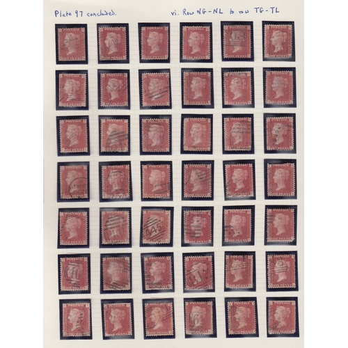 285 - STAMPS GREAT BRITAIN 1865 Penny Red plate 97 used  re-construction AA - TL mostly good used the odd ... 