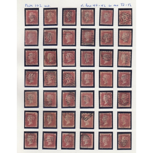 286 - STAMPS GREAT BRITAIN 1866 Penny Red plate 102 used re-construction AA - TL