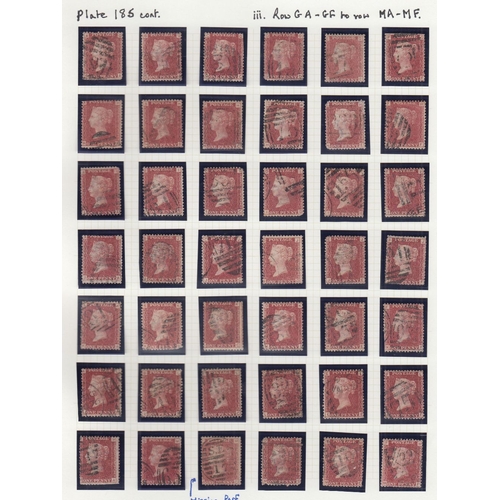 288 - STAMPS GREAT BRITAIN 1875 Penny Red Plate 185 used re-construction AA - TL , displayed on album page... 