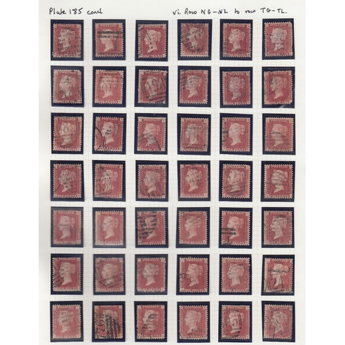 288 - STAMPS GREAT BRITAIN 1875 Penny Red Plate 185 used re-construction AA - TL , displayed on album page... 