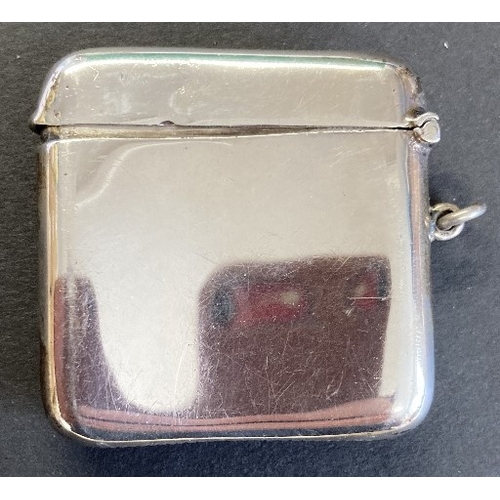 567 - COLLECTABLE Silver hallmarked vesta case with monogram and date 1857-1907 on front 35.6g