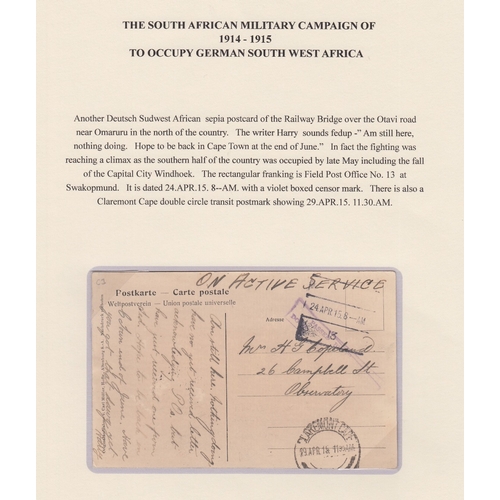 204 - POSTAL HISTORY SOUTH AFRICA, 1914-1915 Military Campaign to Occupy German S.W. Africa. A collection ... 