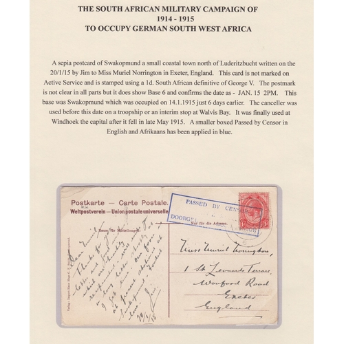 204 - POSTAL HISTORY SOUTH AFRICA, 1914-1915 Military Campaign to Occupy German S.W. Africa. A collection ... 