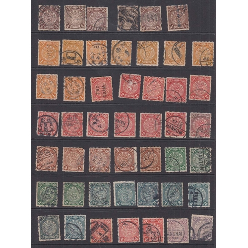 414 - STAMPS CHINA Nine stock pages of early issues including coiled dragons etc, better stamps spotted, g... 