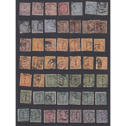 414 - STAMPS CHINA Nine stock pages of early issues including coiled dragons etc, better stamps spotted, g... 