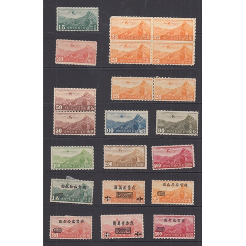 414 - STAMPS CHINA Nine stock pages of early issues including coiled dragons etc, better stamps spotted, g... 