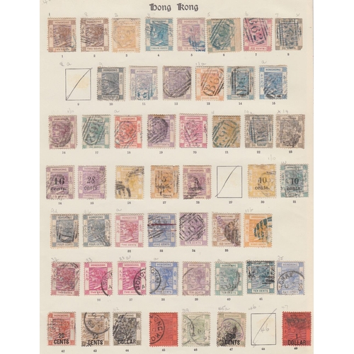 456 - STAMPS HONG KONG QV to GVI a used collection on four Imperial printed album pages and on a Crown Geo... 