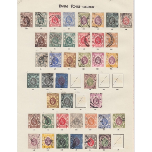 456 - STAMPS HONG KONG QV to GVI a used collection on four Imperial printed album pages and on a Crown Geo... 