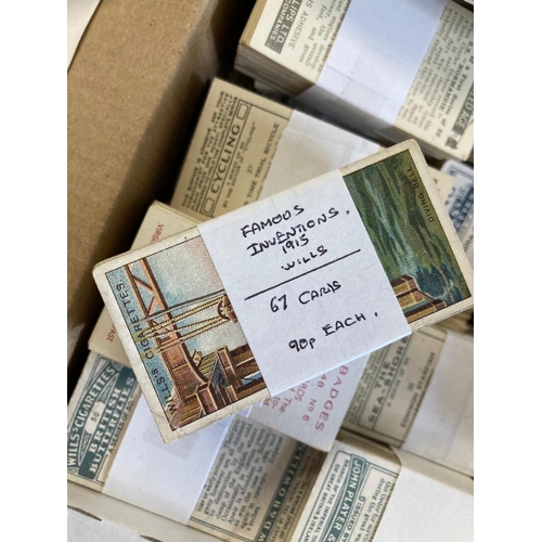 149 - CIGARETTE CARDS Box with 9900+ cards, sorted and marked in bundles as sets or part sets etc. Some du... 