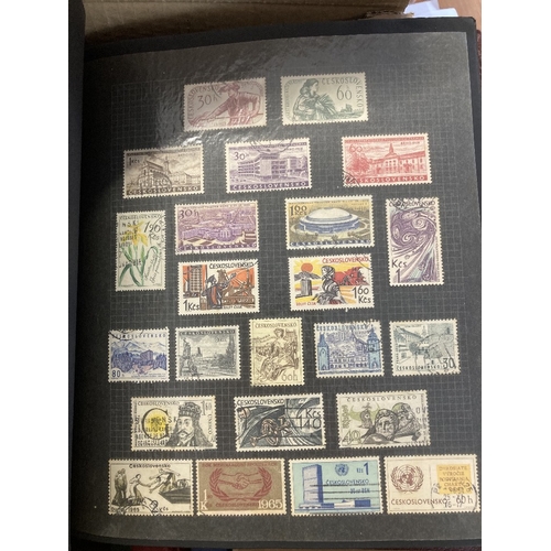 25 - STAMPS Box with eight small to large stockbooks and All World including reasonable Commonwealth, min... 