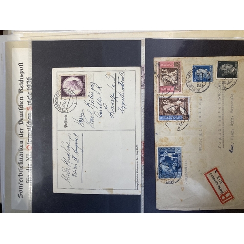 445 - STAMPS GERMANY Box with mostly Third Reich related covers & cards etc. Includes WWII Feldpost & pris... 